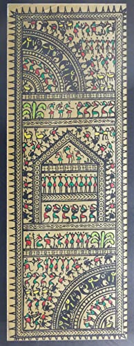 Tribal Art Pattachitra Painting on tussar silk fabric