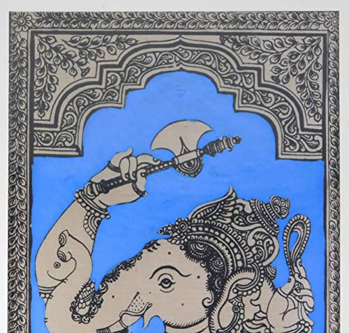 Nritya-Ganapati Pattachitra Colorful Painting on tussar silk fabric