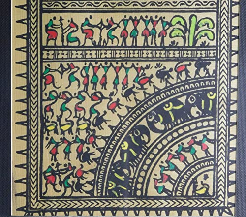 Tribal Art Pattachitra Painting on tussar silk fabric