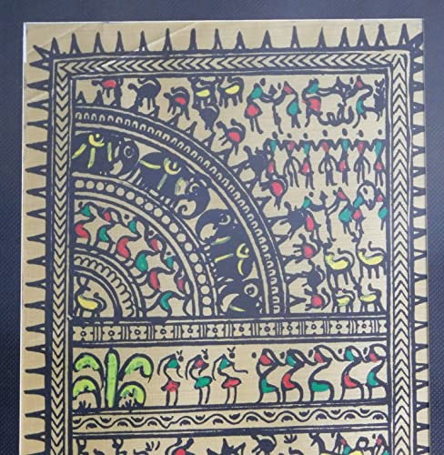 Tribal Art Pattachitra Painting on tussar silk fabric