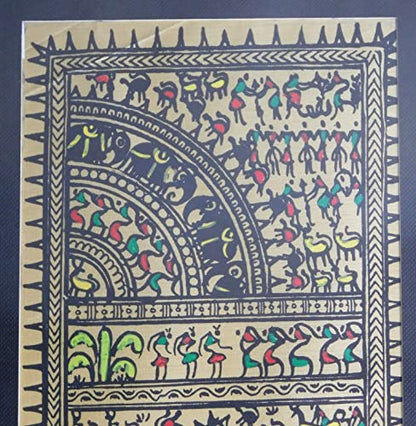 Tribal Art Pattachitra Painting on tussar silk fabric