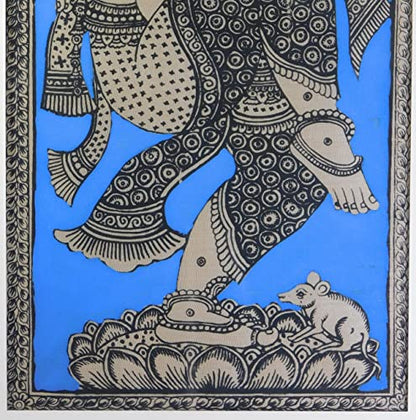 Nritya-Ganapati Pattachitra Colorful Painting on tussar silk fabric
